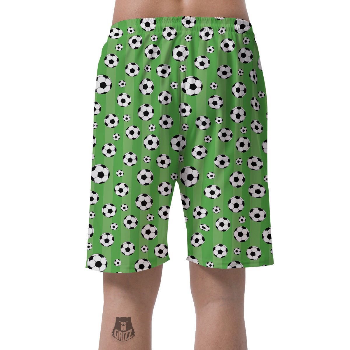 Striped Green Football Print Pattern Men's Shorts-grizzshop