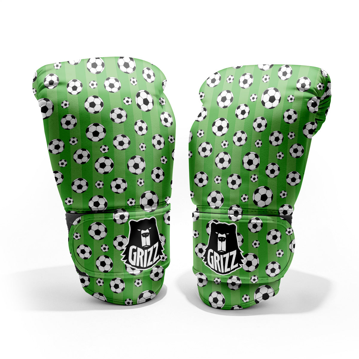 Striped Green Football Print Pattern Pro Boxing Glove