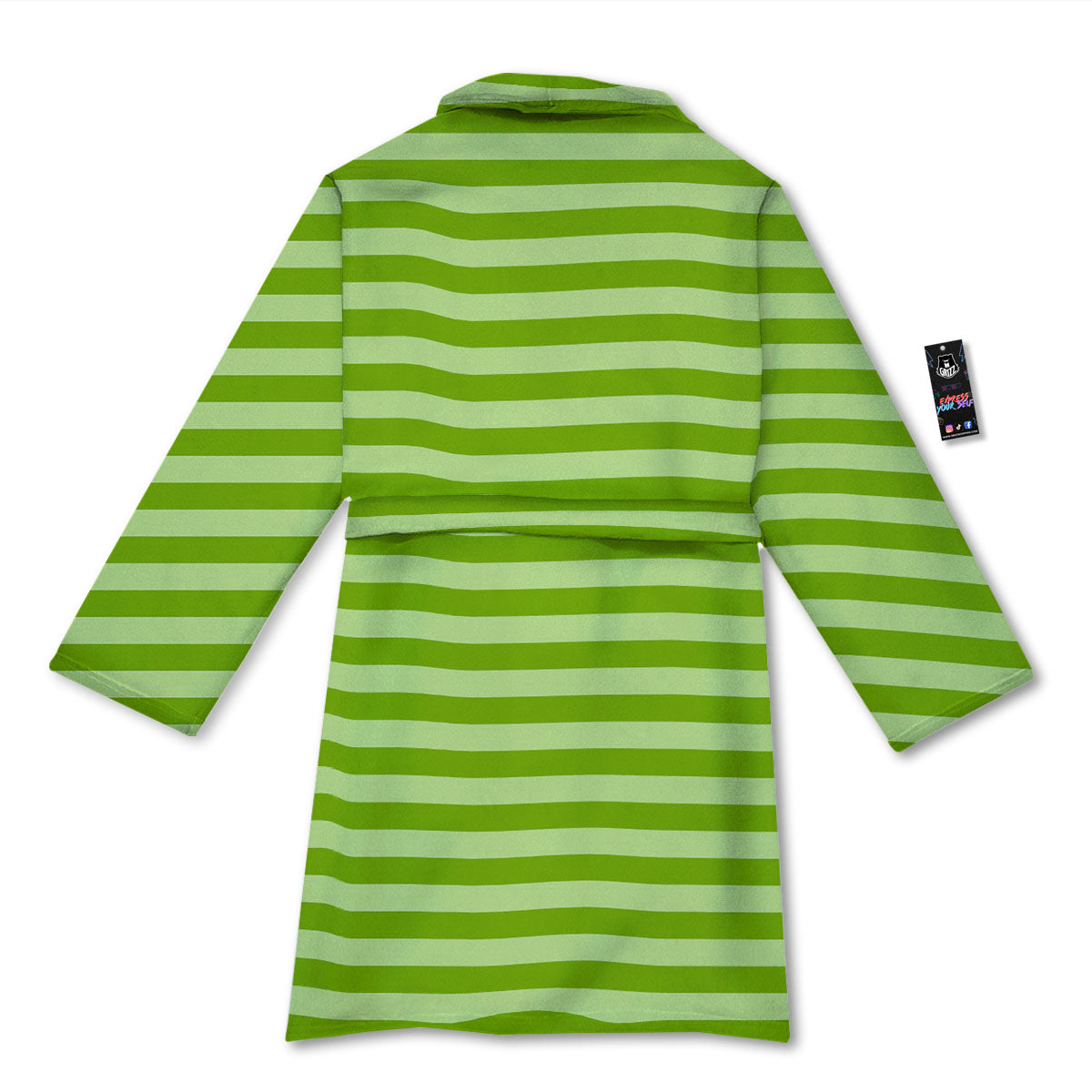 Striped Green Print Pattern Bathrobe-grizzshop
