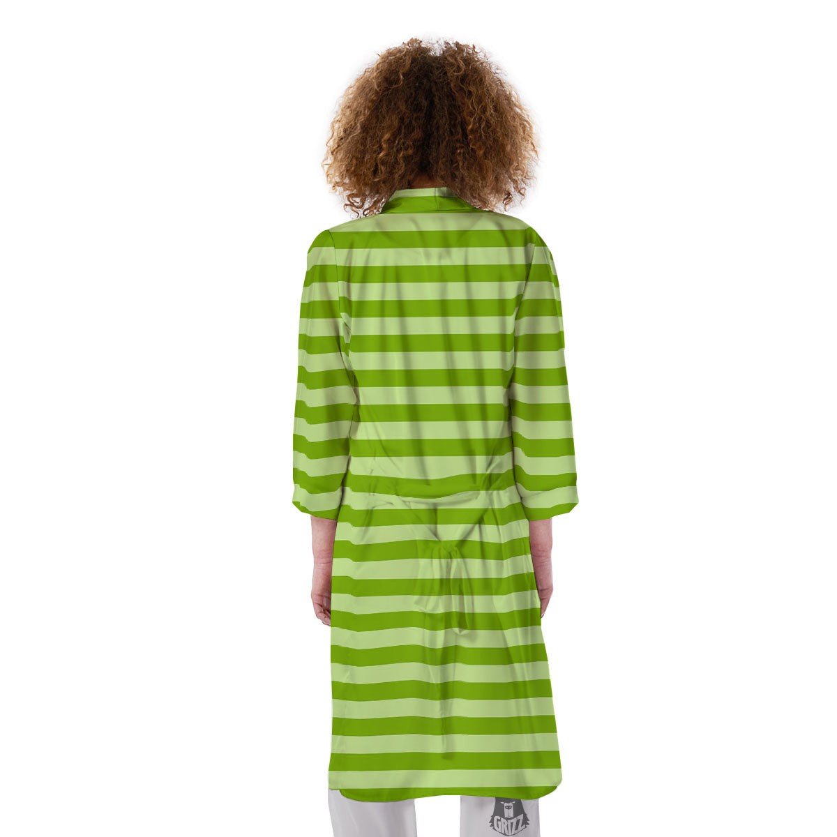 Striped Green Print Pattern Kimono-grizzshop
