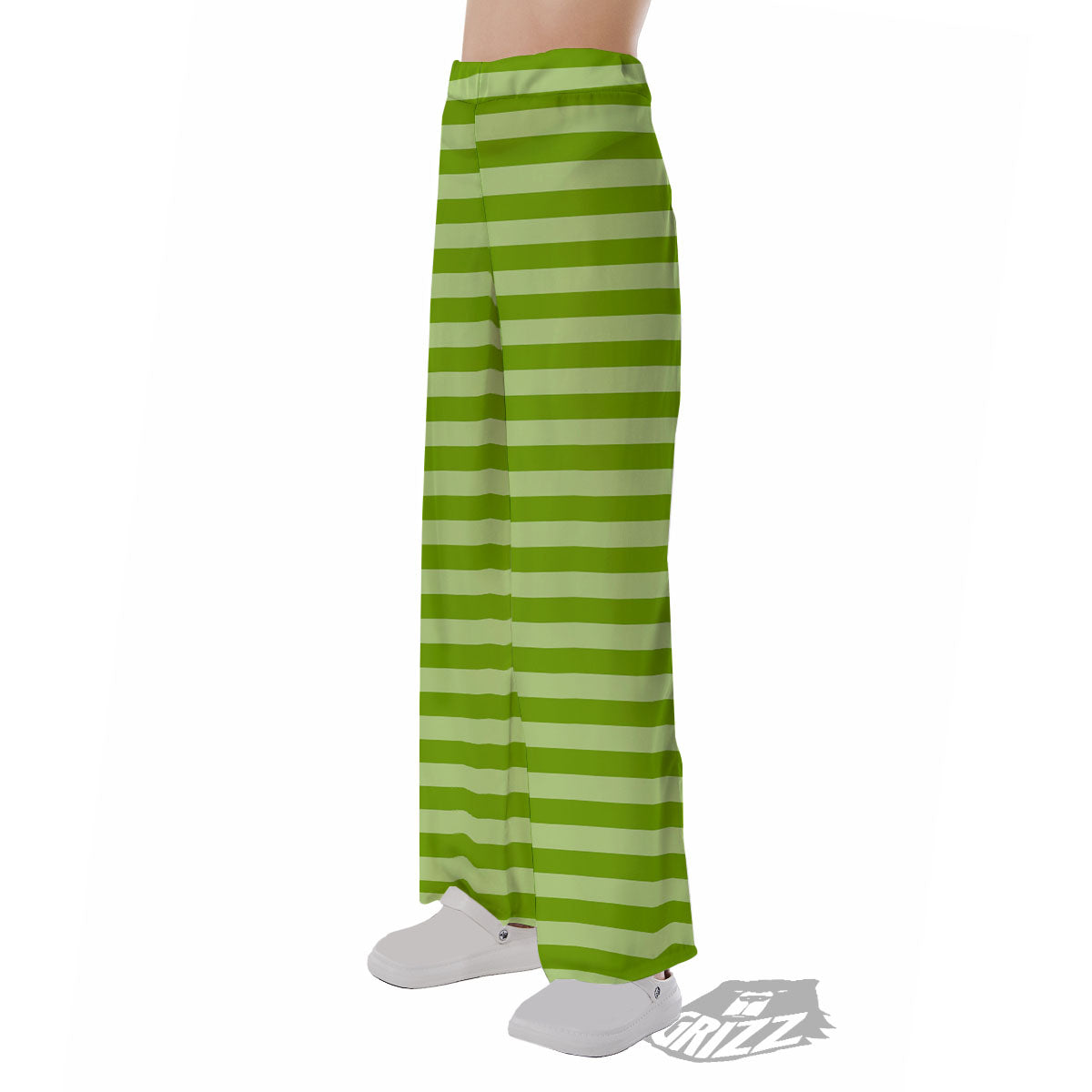 Striped Green Print Pattern Pajama Pants-grizzshop
