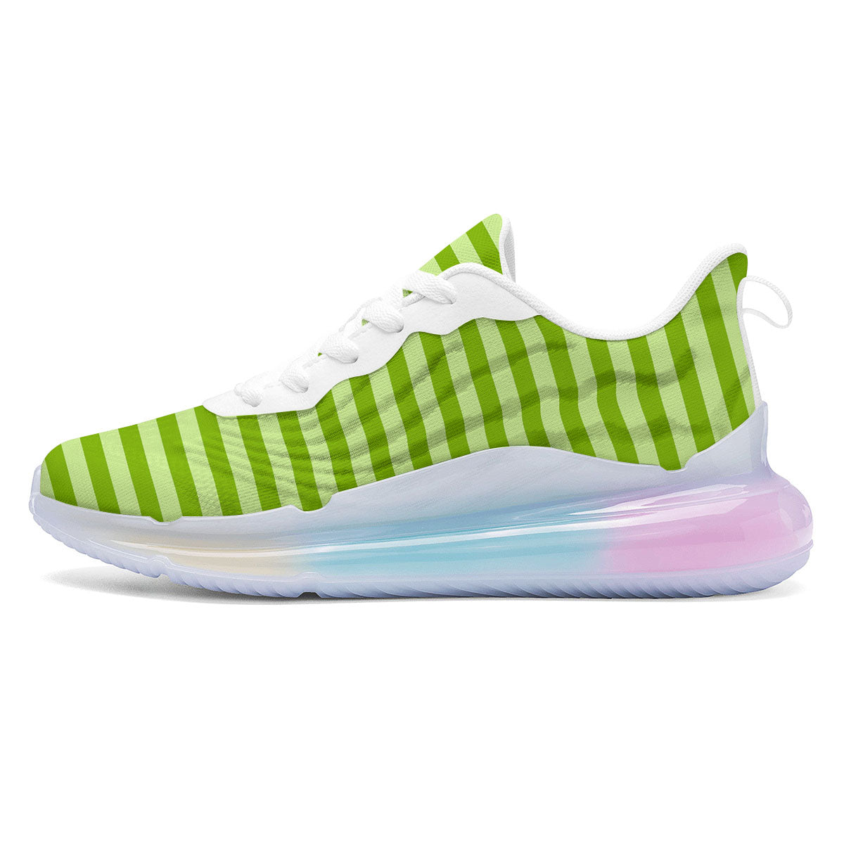 Striped Green Print Pattern Running Sneakers-grizzshop
