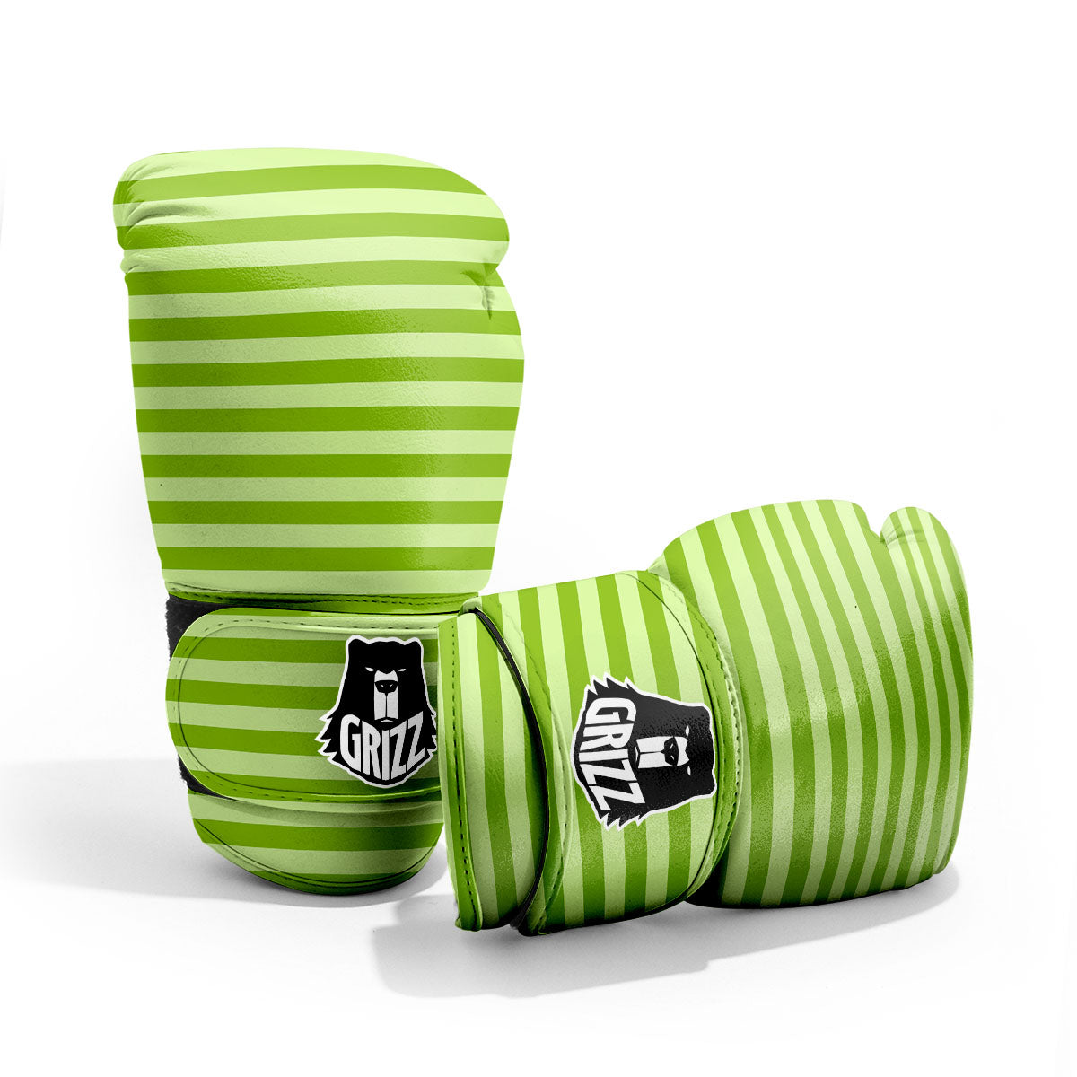 Striped Green Print Pattern Pro Boxing Glove
