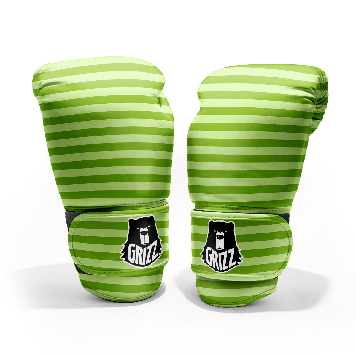 Striped Green Print Pattern Pro Boxing Glove