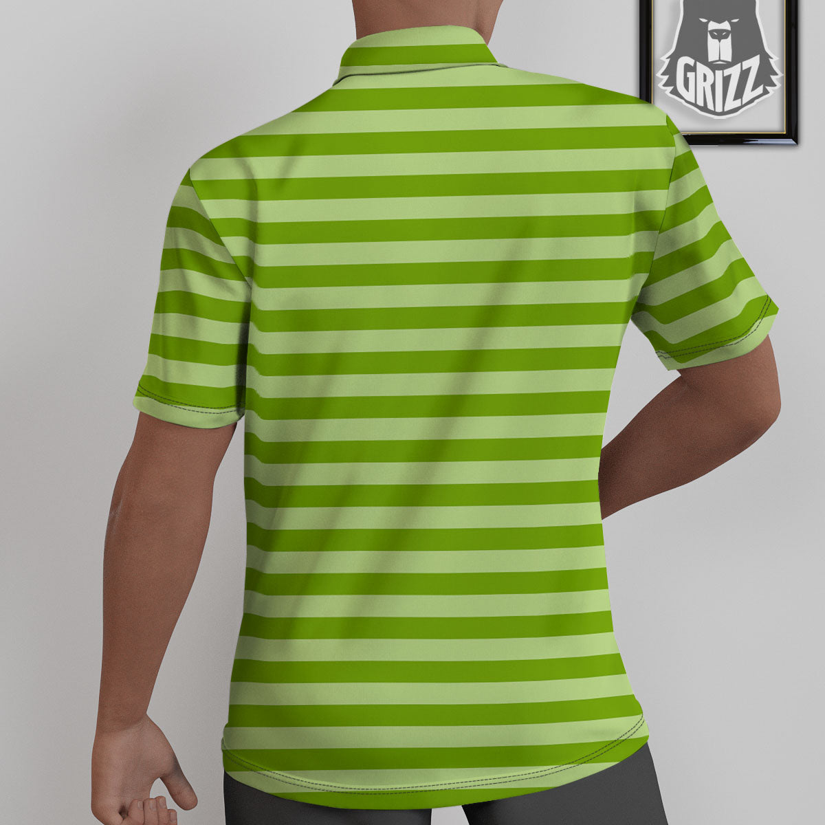 Striped Green Print Pattern Untucked Shirts-grizzshop