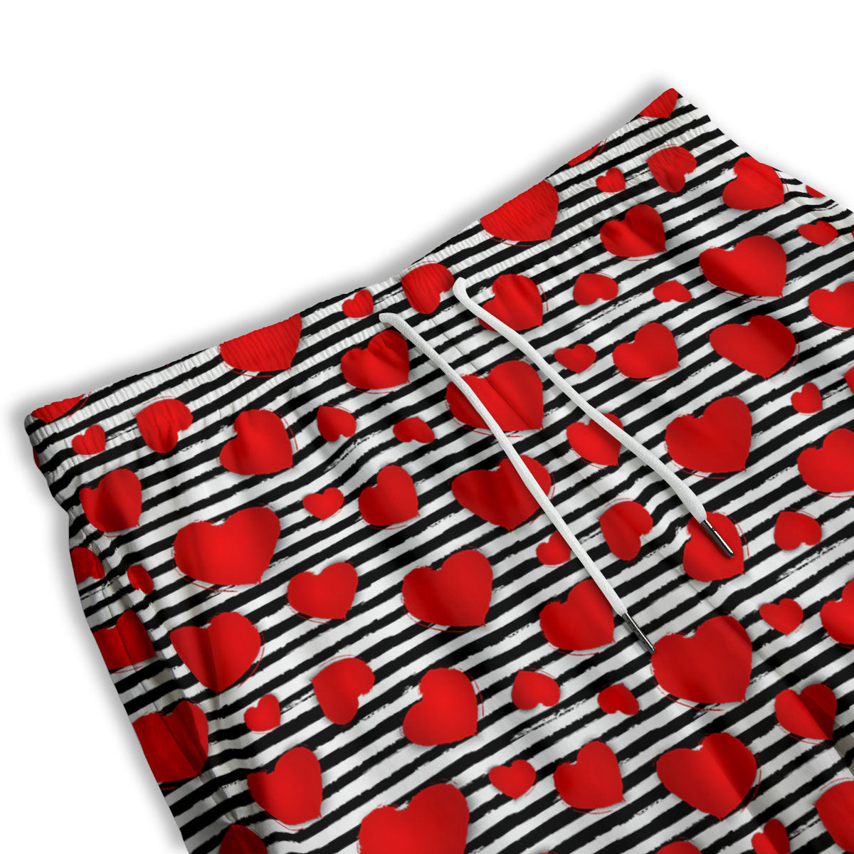 Striped Heart White And Black Print Men's Athletic Shorts