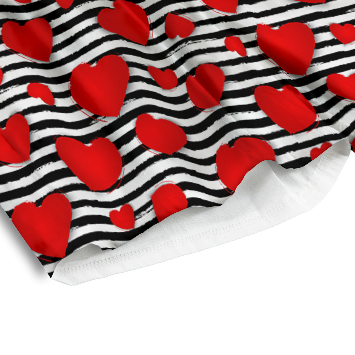 Striped Heart White And Black Print Men's Athletic Shorts