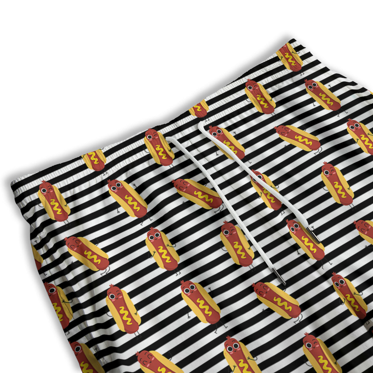 Striped Hot Dog Print Pattern Men's Athletic Shorts