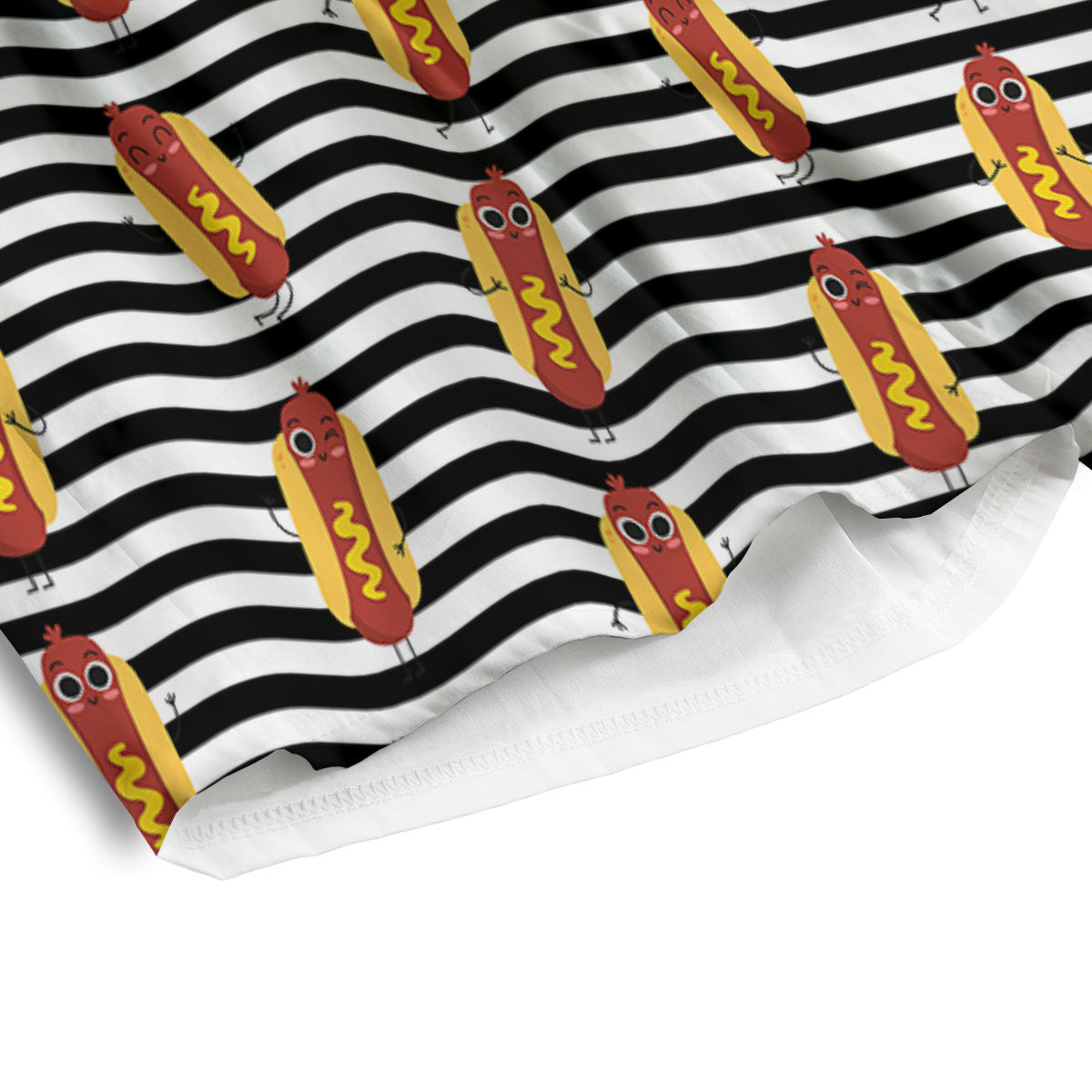 Striped Hot Dog Print Pattern Men's Athletic Shorts