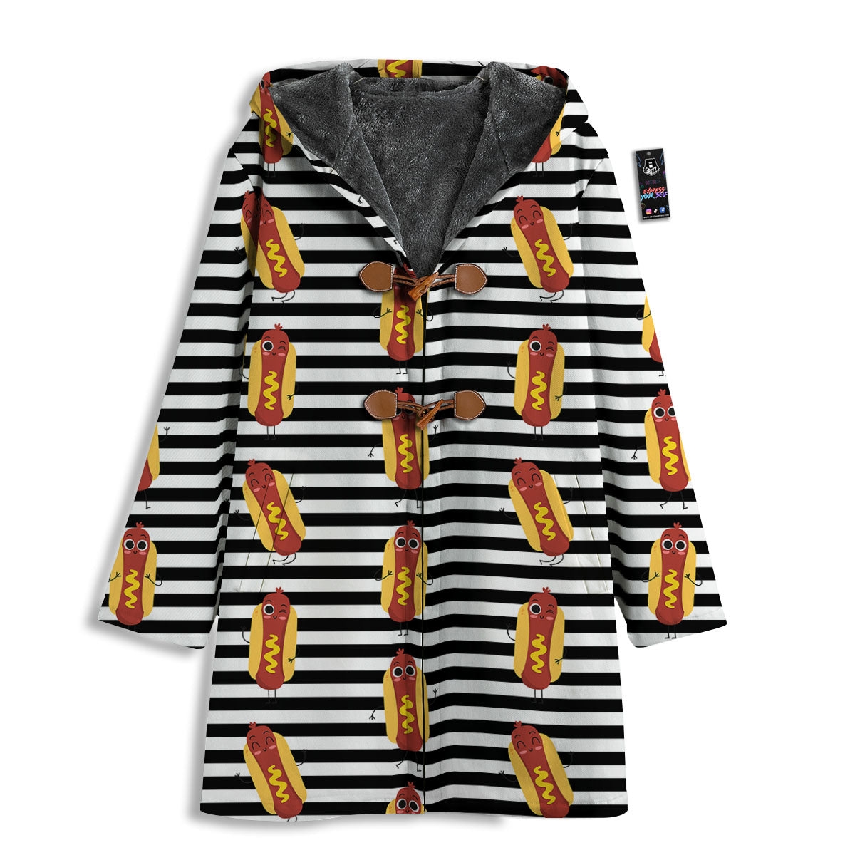 Striped Hot Dog Print Pattern Men's Windbreaker Jacket-grizzshop