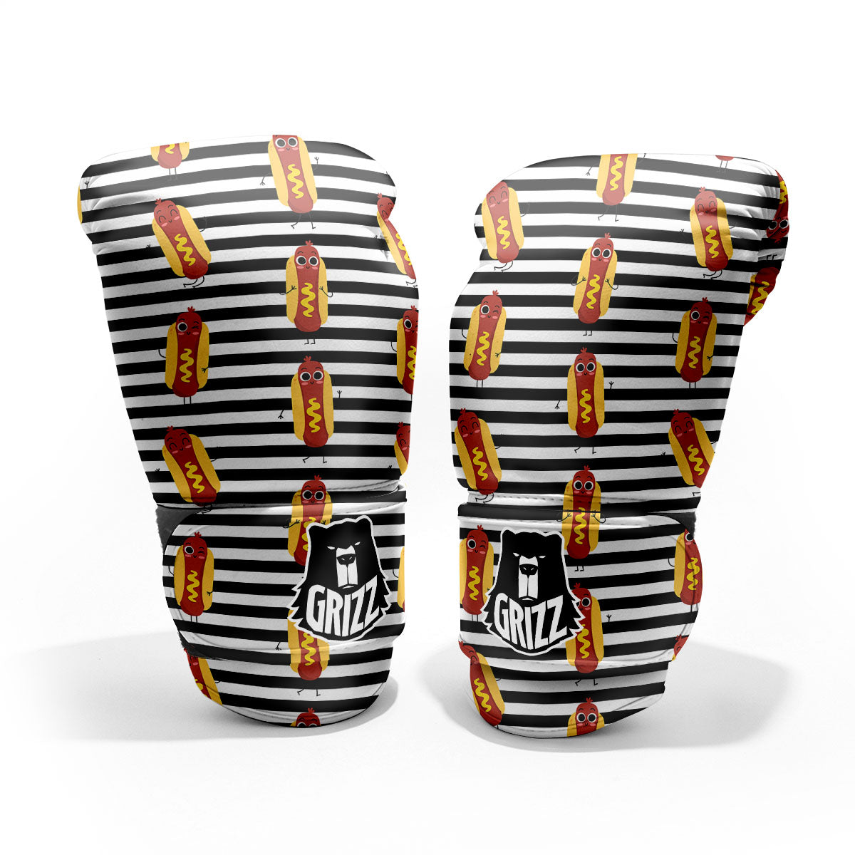 Striped Hot Dog Print Pattern Pro Boxing Glove