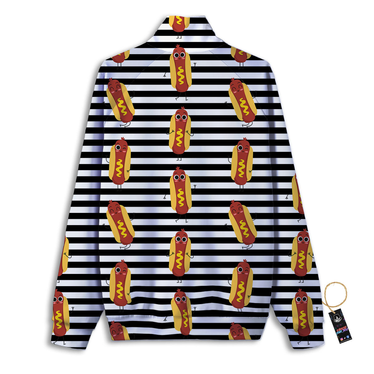 Striped Hot Dog Print Pattern Track Jacket-grizzshop