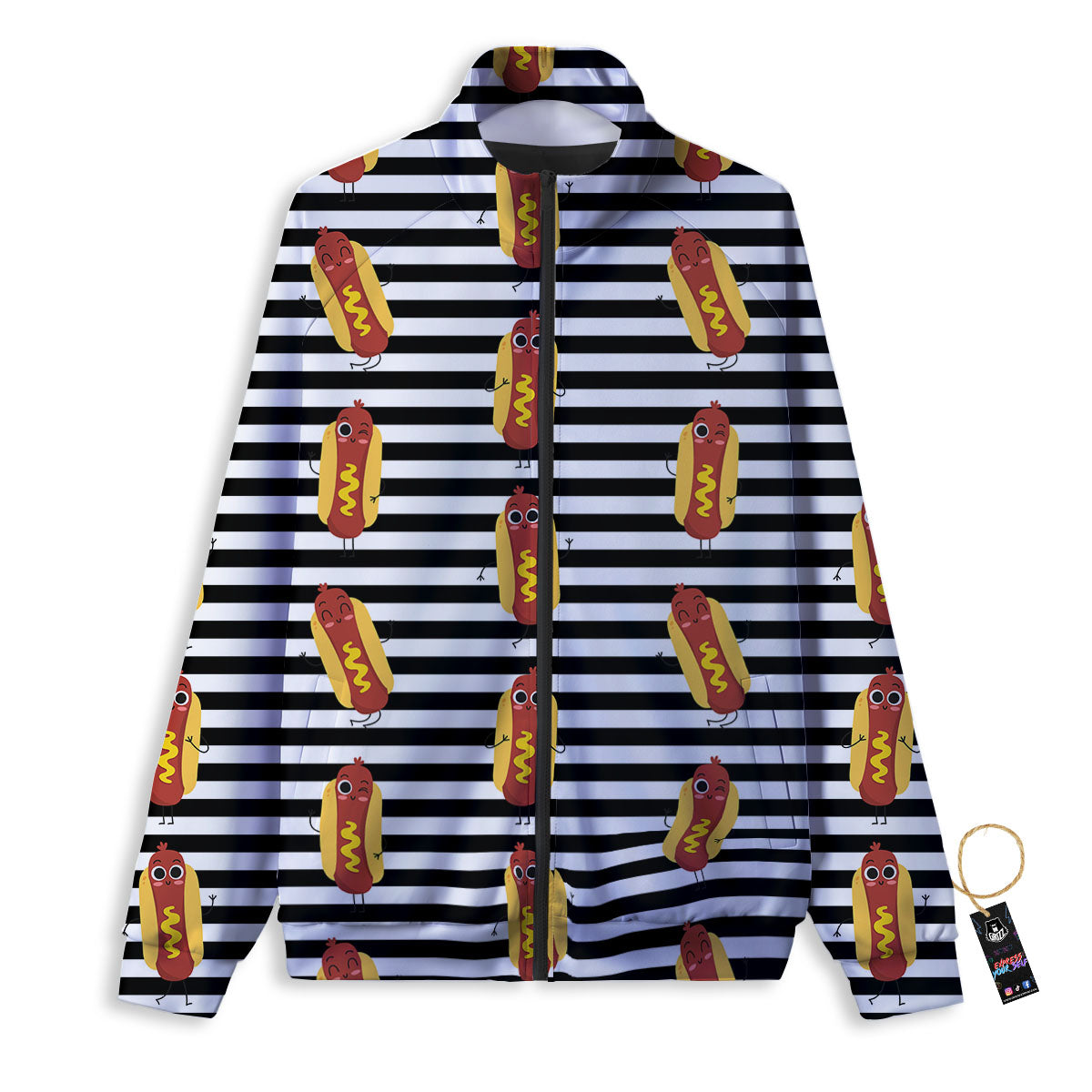 Striped Hot Dog Print Pattern Track Jacket-grizzshop