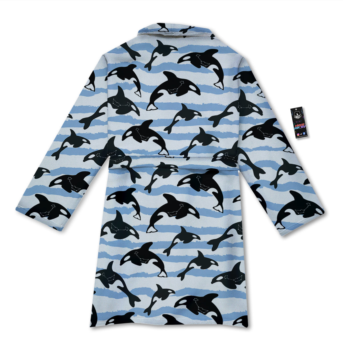 Striped Killer Whale Blue Print Pattern Bathrobe-grizzshop