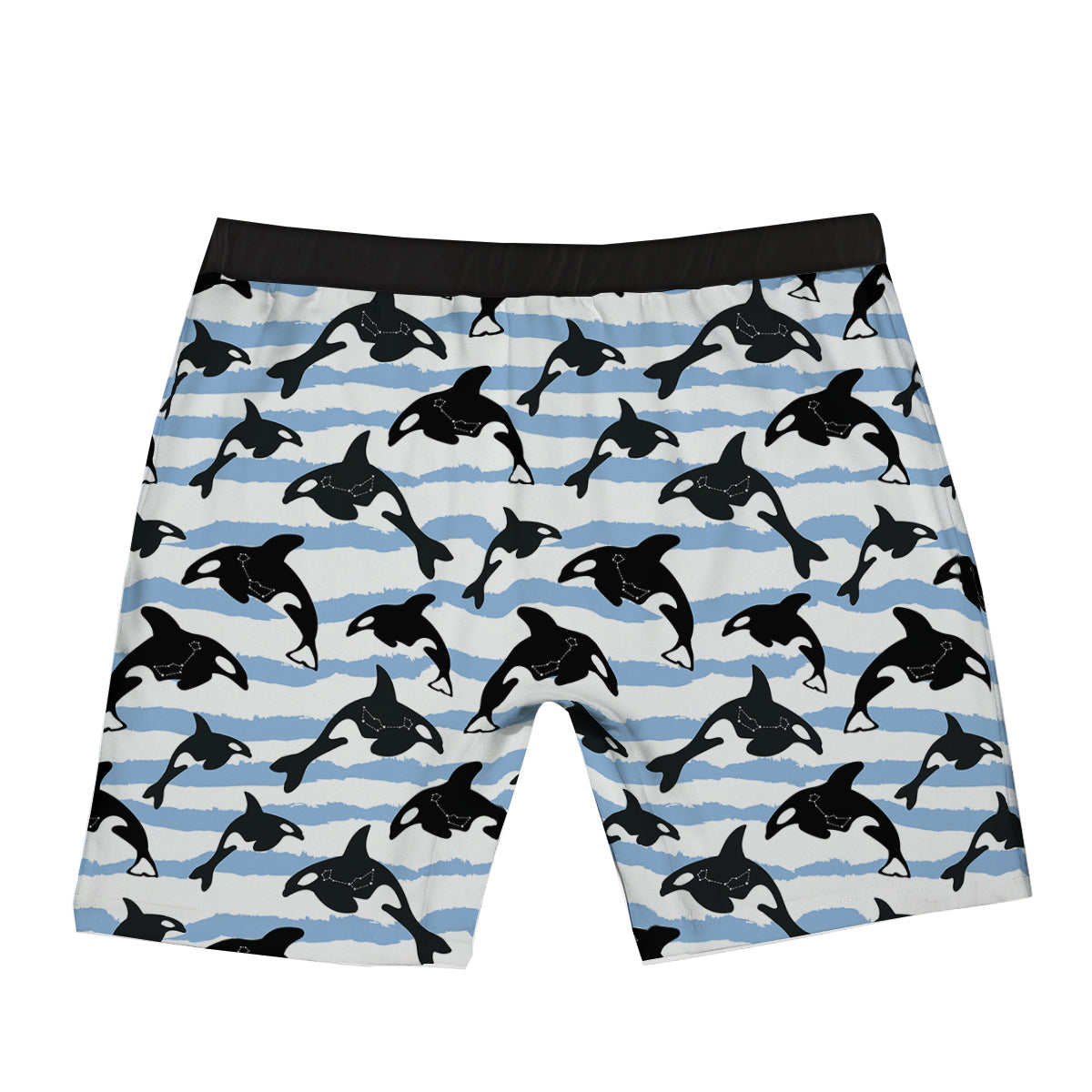 Striped Killer Whale Blue Print Pattern Boxer Briefs-grizzshop