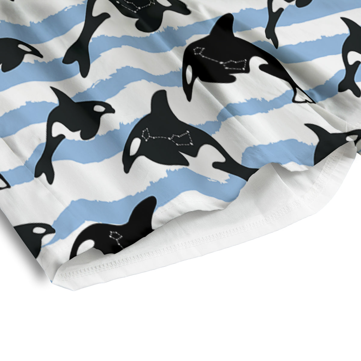 Striped Killer Whale Blue Print Pattern Men's Athletic Shorts