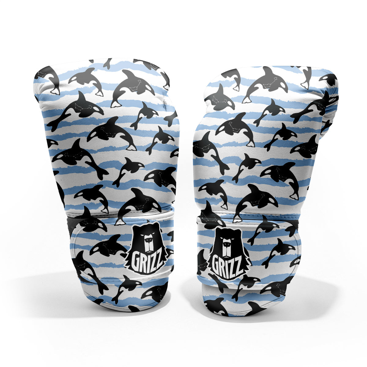 Striped Killer Whale Blue Print Pattern Pro Boxing Glove