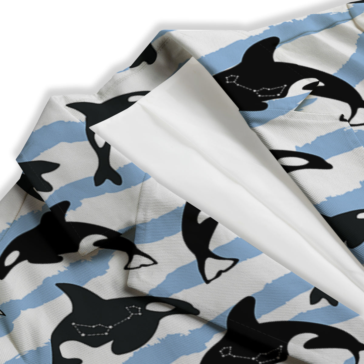 Striped Killer Whale Blue Print Pattern Women's Blazer-grizzshop