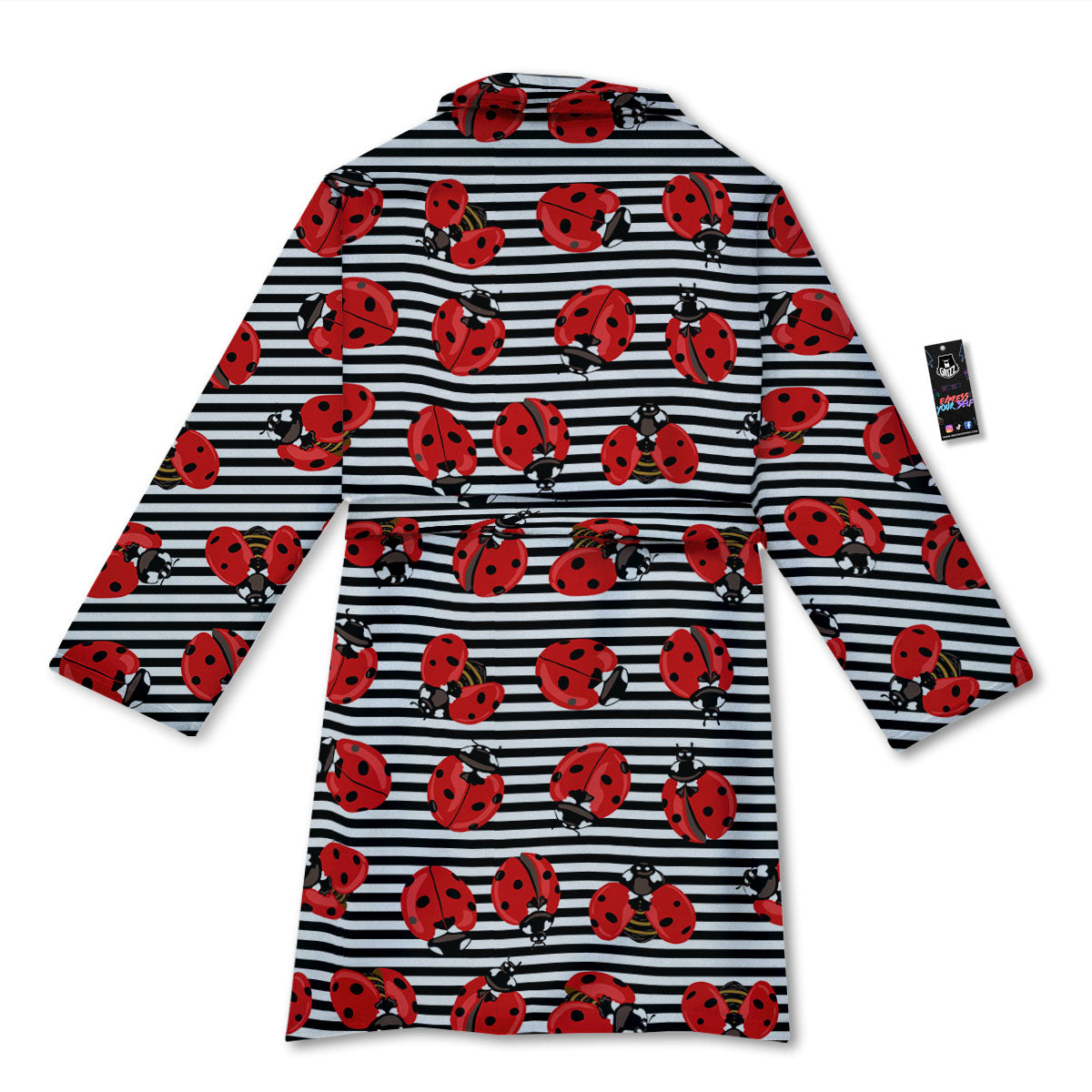 Striped Ladybug Print Pattern Bathrobe-grizzshop