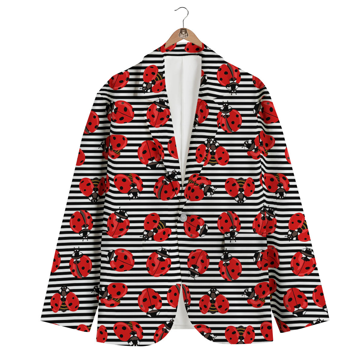 Striped Ladybug Print Pattern Men's Blazer-grizzshop