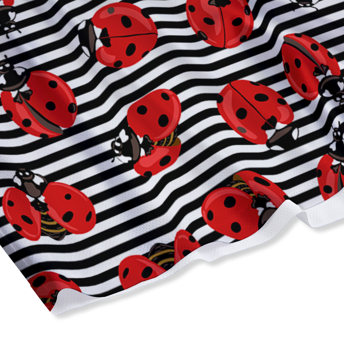 Striped Ladybug Print Pattern Mesh Shorts