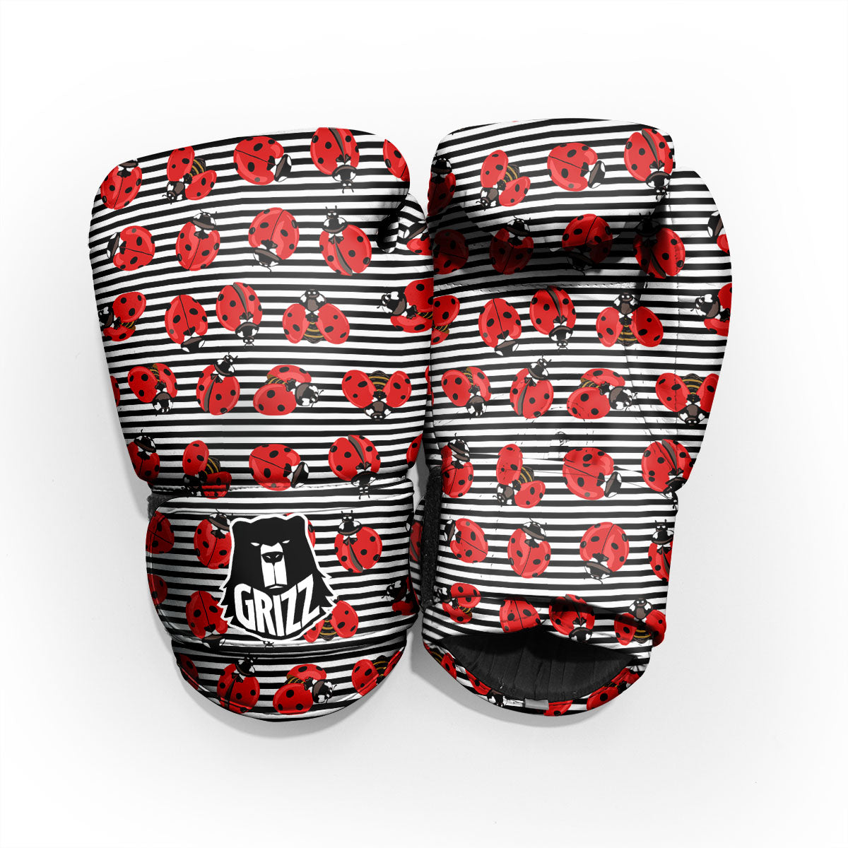 Striped Ladybug Print Pattern Pro Boxing Glove