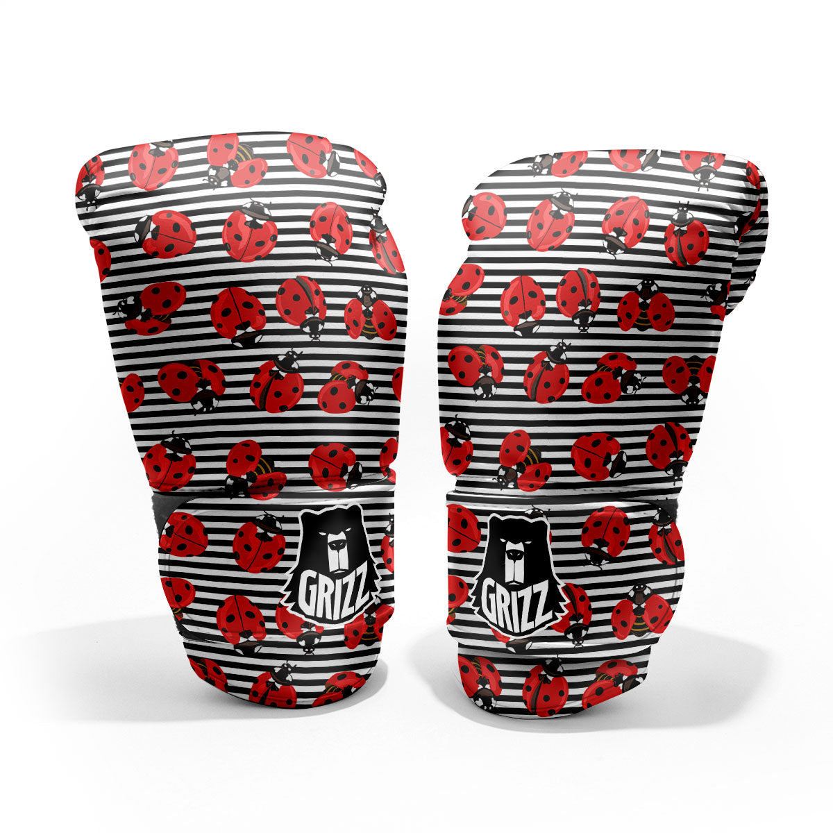 Striped Ladybug Print Pattern Pro Boxing Glove