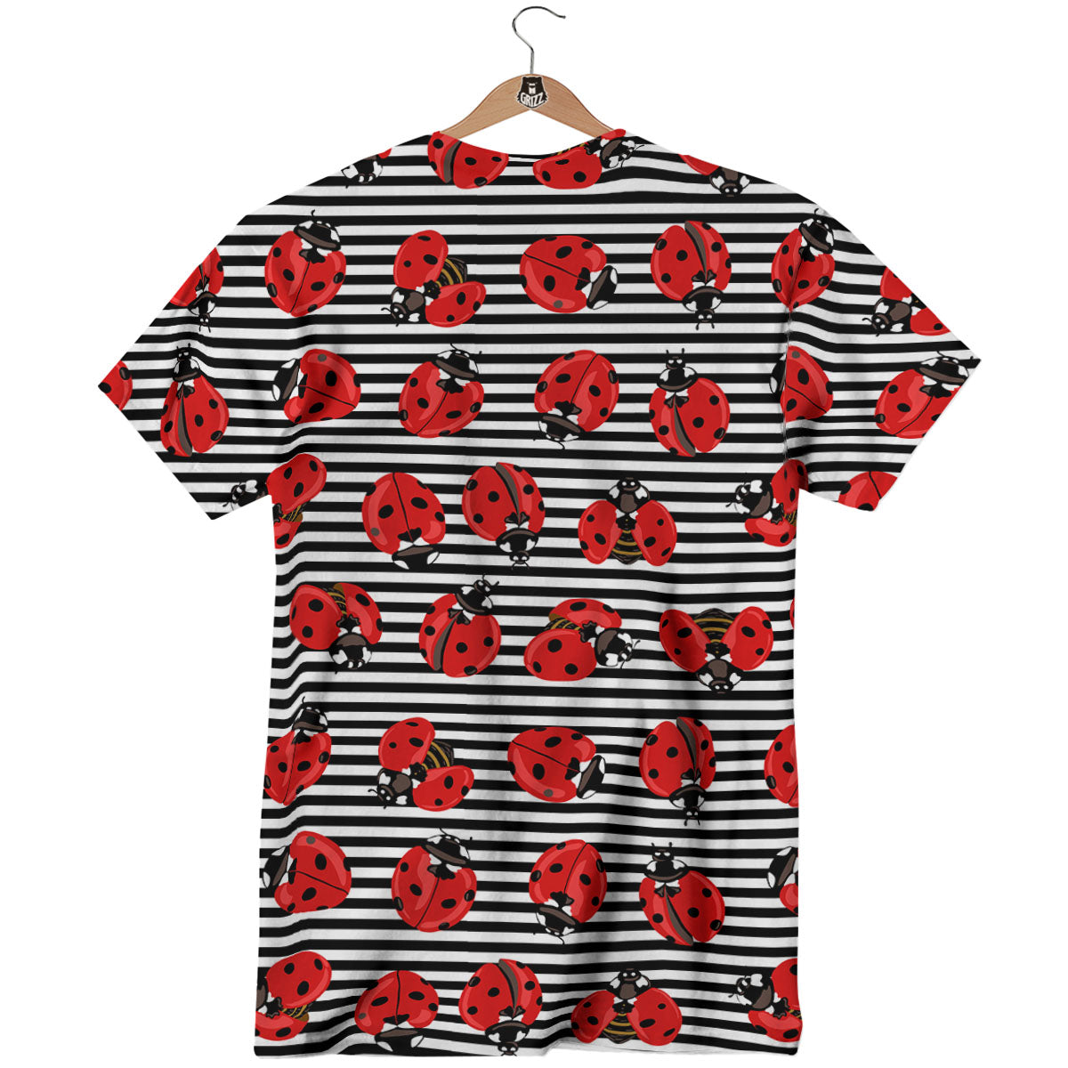 Striped Ladybug Print Pattern T-Shirt-grizzshop