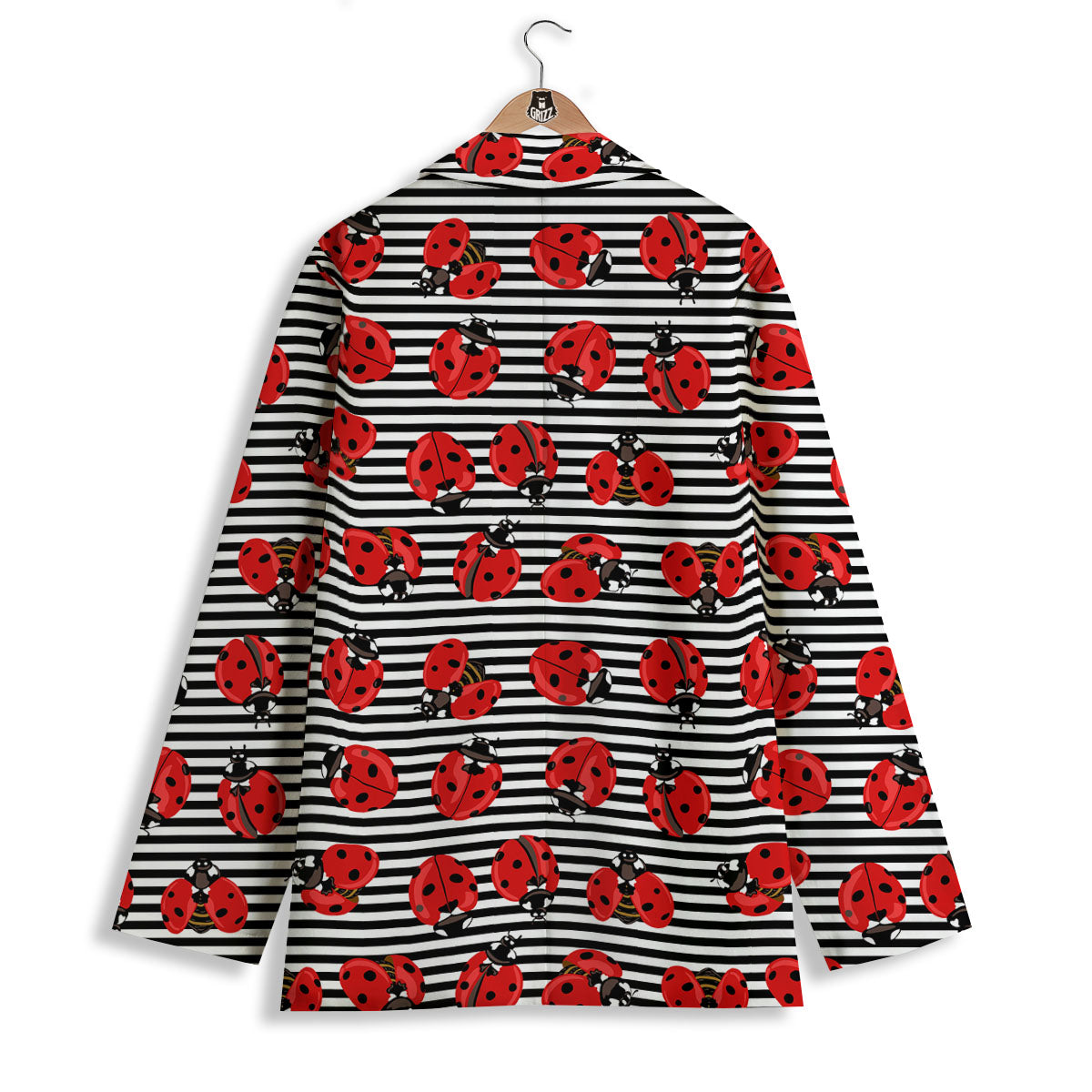 Striped Ladybug Print Pattern Women's Blazer-grizzshop