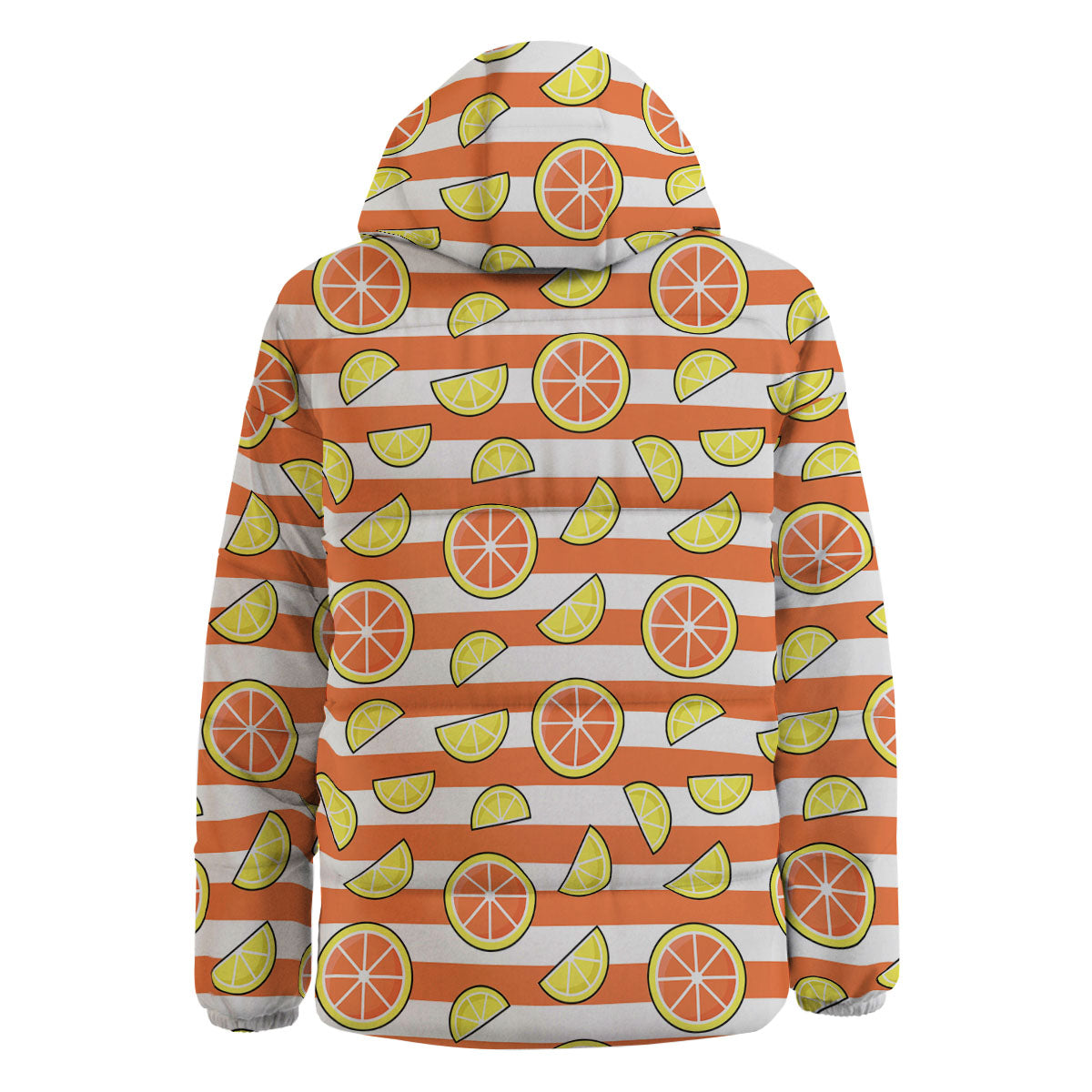 Striped Lemon And Orange Print Pattern Down Jacket-grizzshop