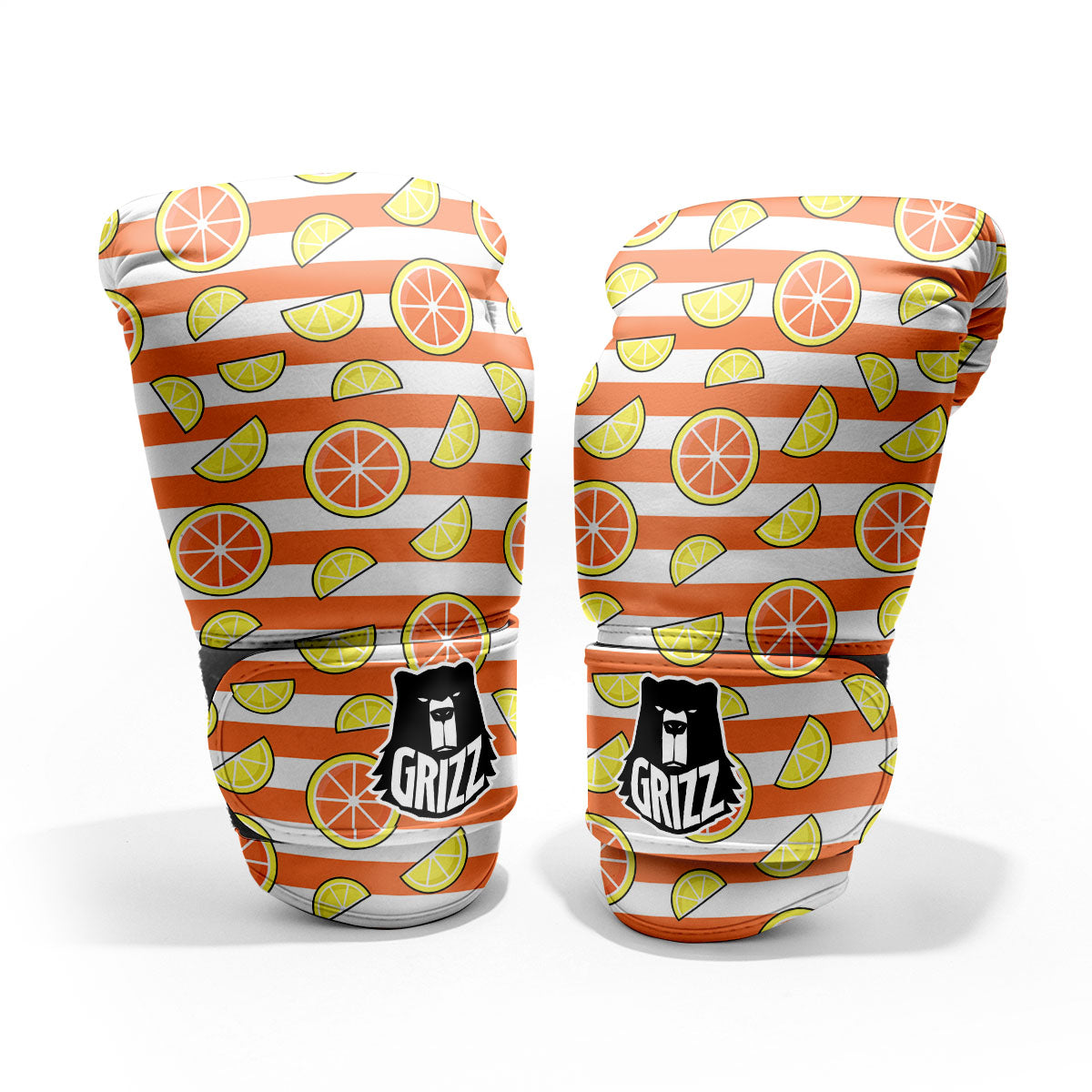 Striped Lemon And Orange Print Pattern Pro Boxing Glove