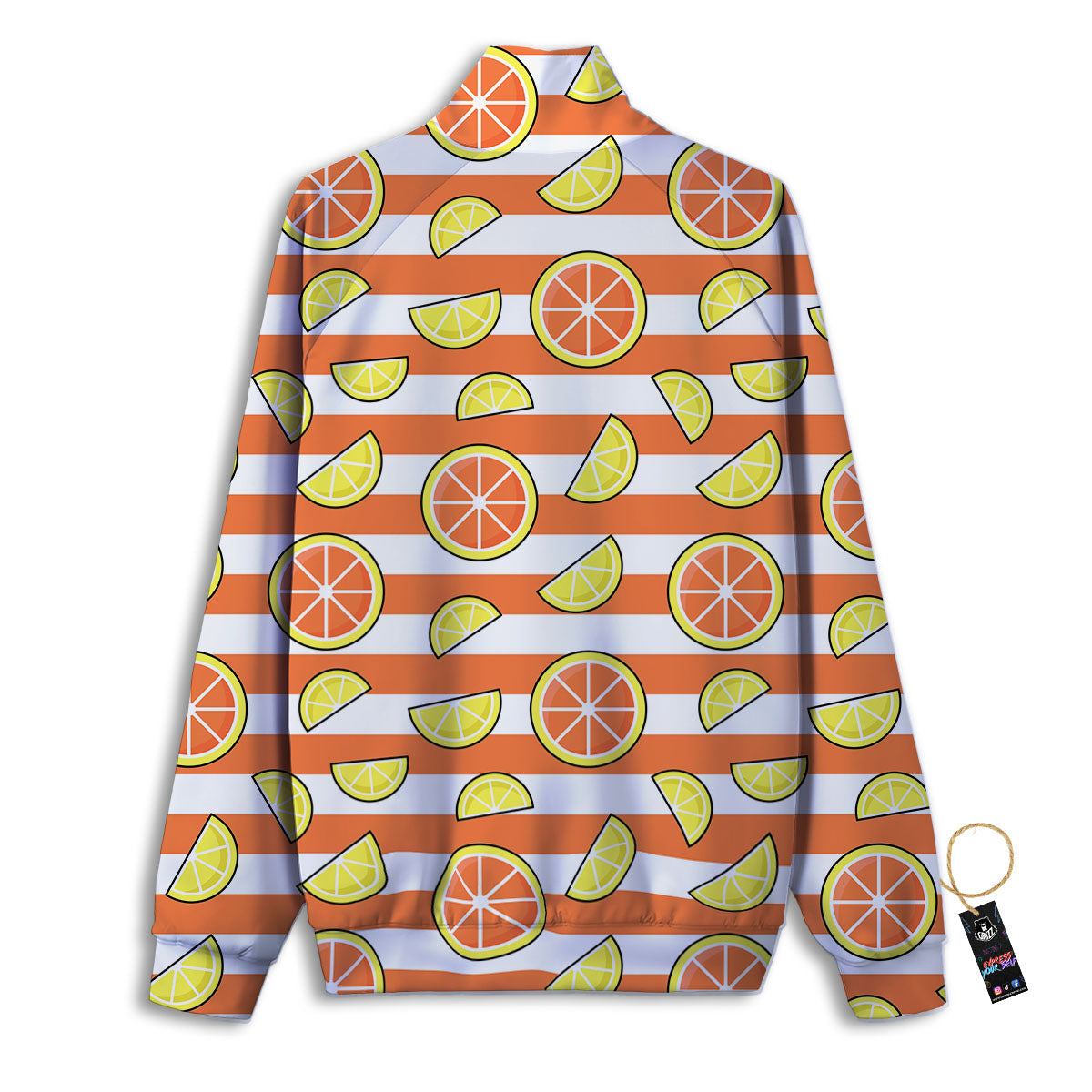 Striped Lemon And Orange Print Pattern Track Jacket-grizzshop