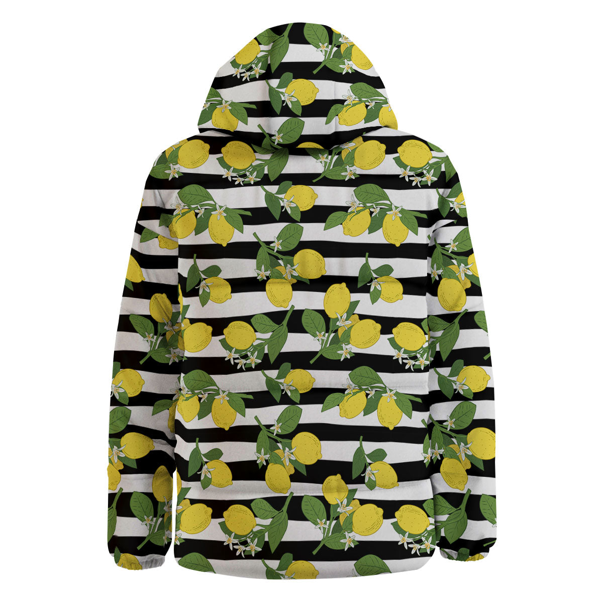 Striped Lemon Print Pattern Down Jacket-grizzshop