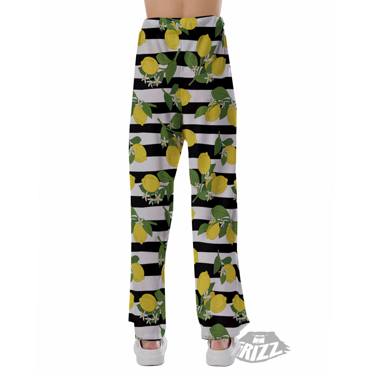 Striped Lemon Print Pattern Pajama Pants-grizzshop