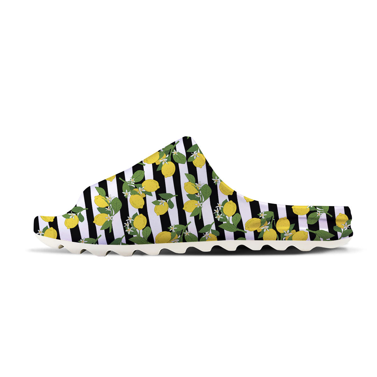 Striped Lemon Print Pattern Sandals-grizzshop