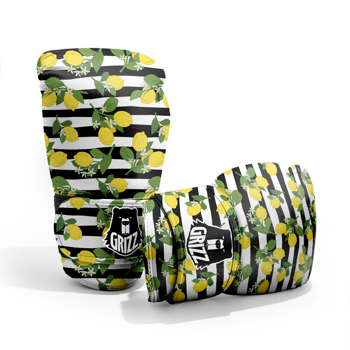Striped Lemon Print Pattern Pro Boxing Glove