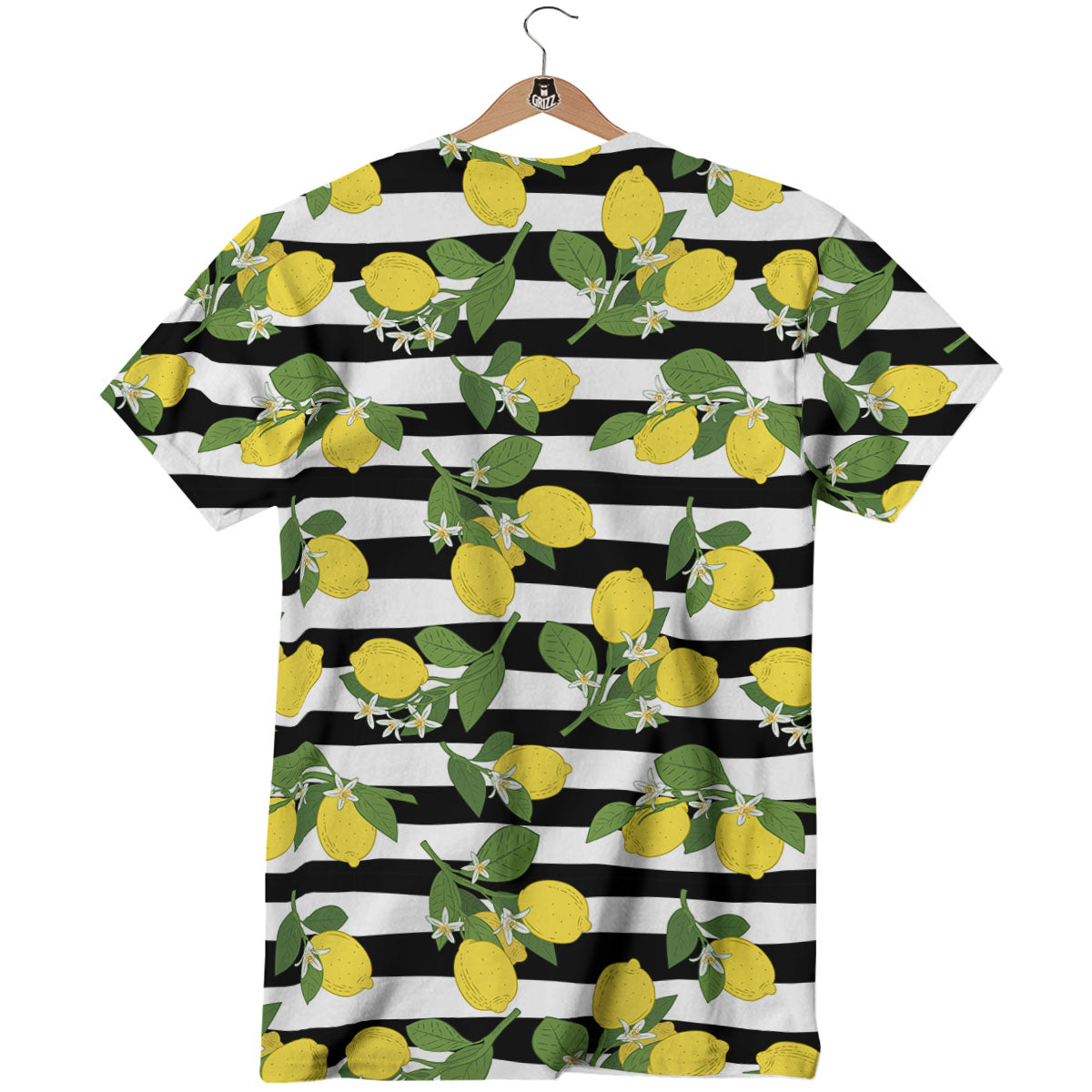 Striped Lemon Print Pattern T-Shirt-grizzshop