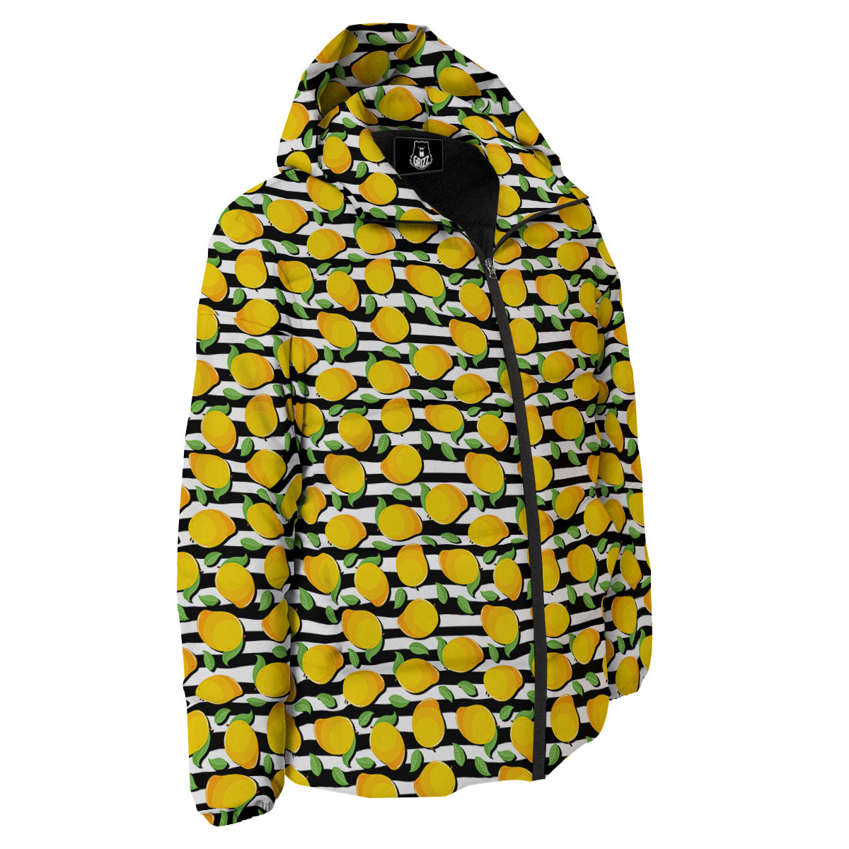 Striped Mango Fruit Print Pattern Down Jacket-grizzshop