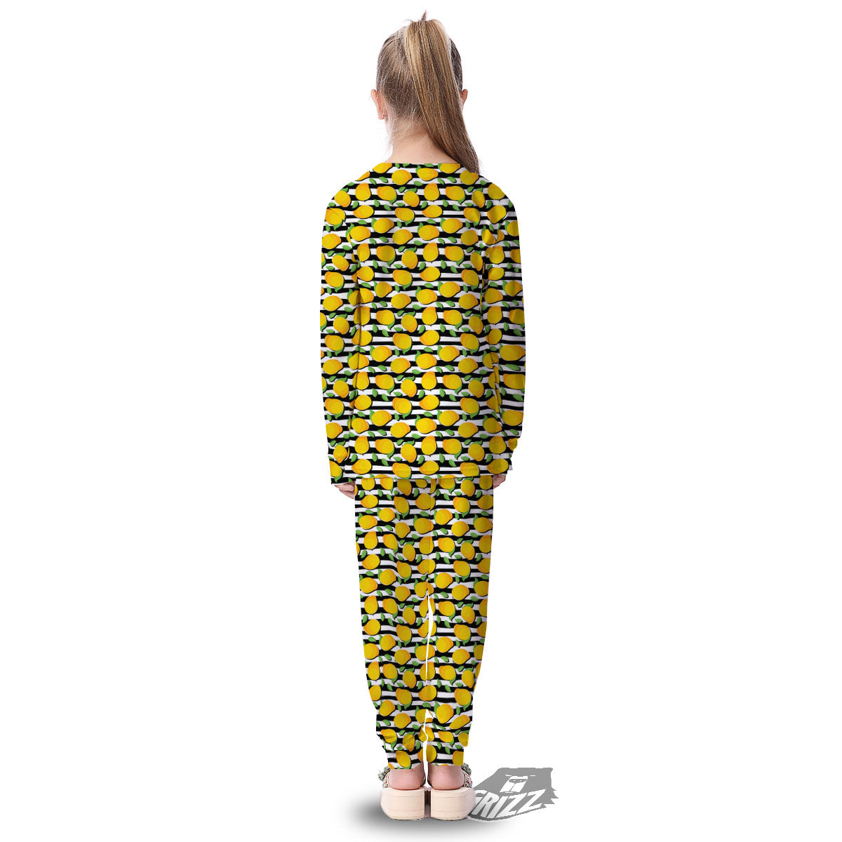 Striped Mango Fruit Print Pattern Kid's Pajamas-grizzshop