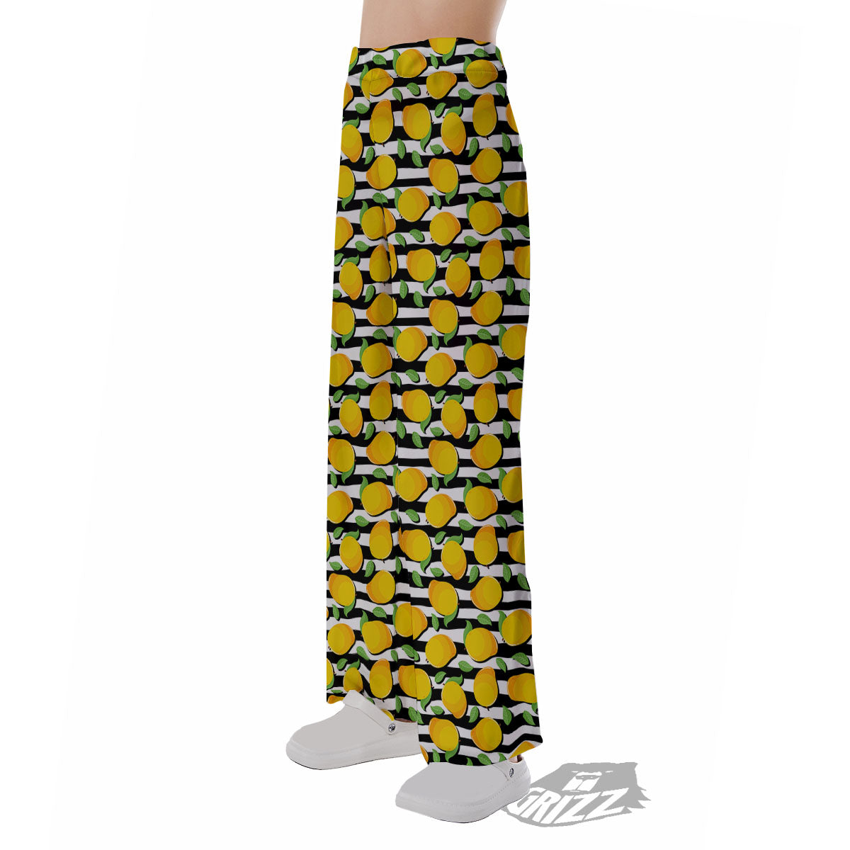 Striped Mango Fruit Print Pattern Pajama Pants-grizzshop