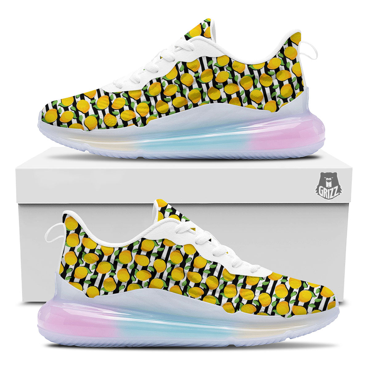 Striped Mango Fruit Print Pattern Running Sneakers-grizzshop