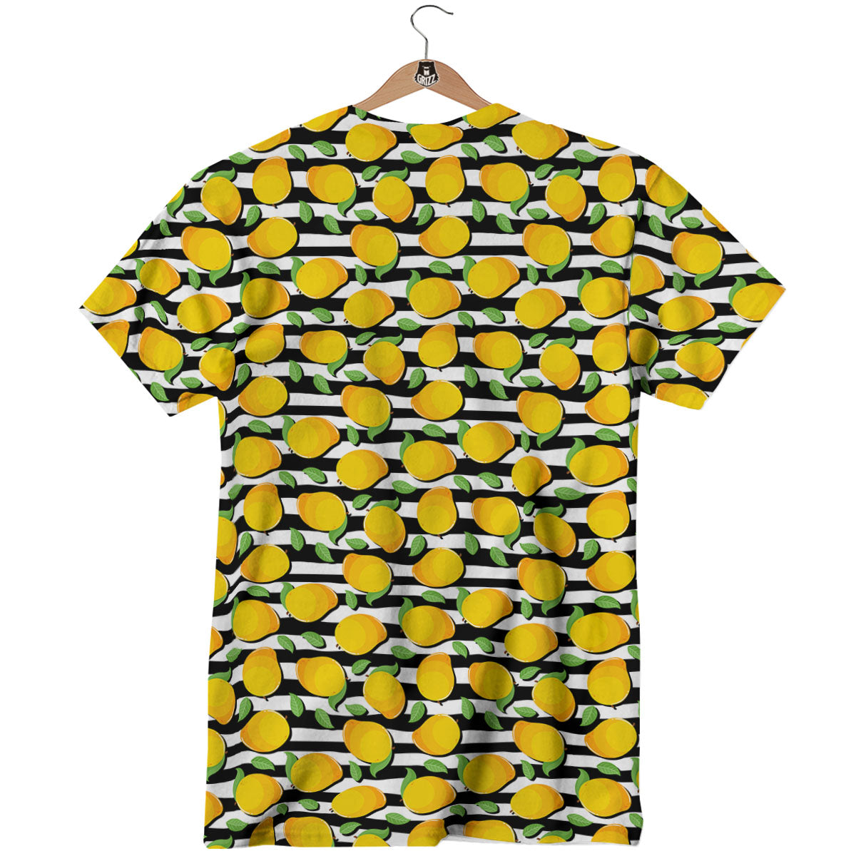 Striped Mango Fruit Print Pattern T-Shirt-grizzshop