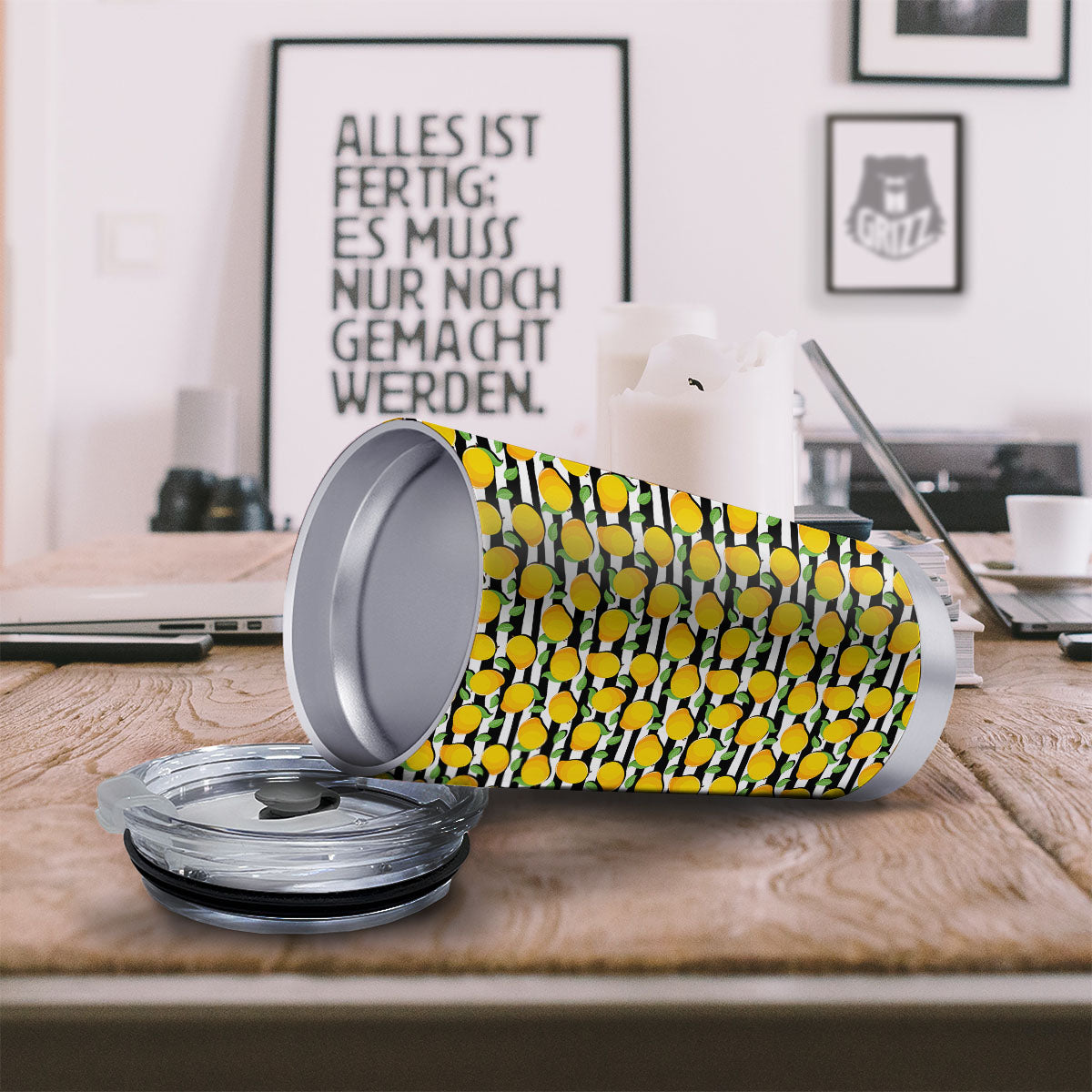 Striped Mango Fruit Print Pattern Tumbler-grizzshop