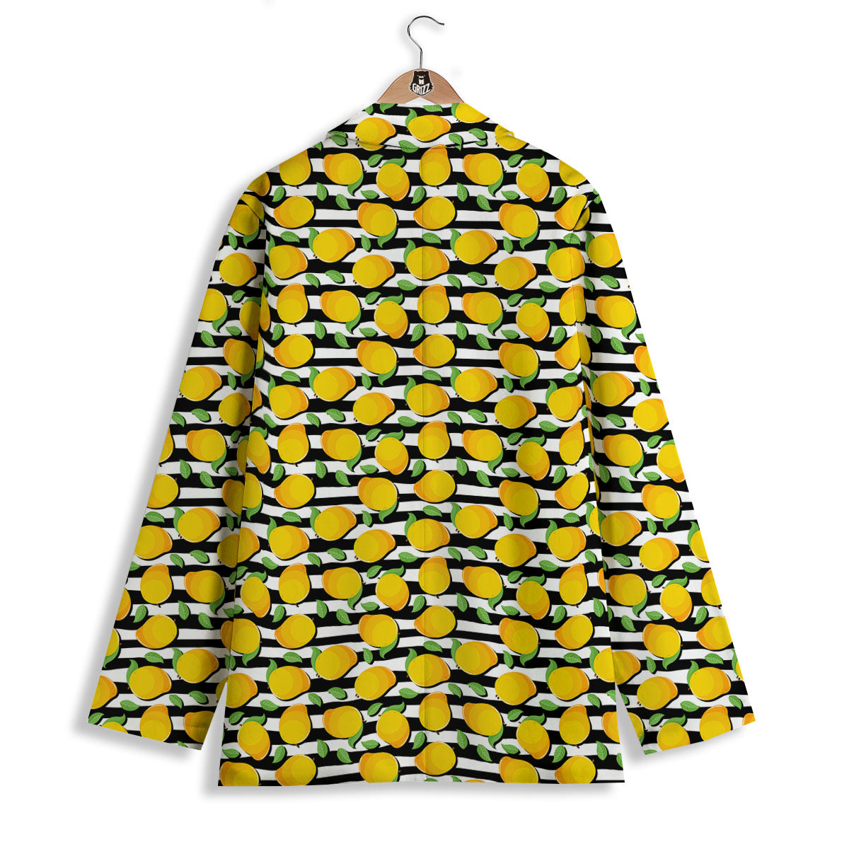 Striped Mango Fruit Print Pattern Women's Blazer-grizzshop