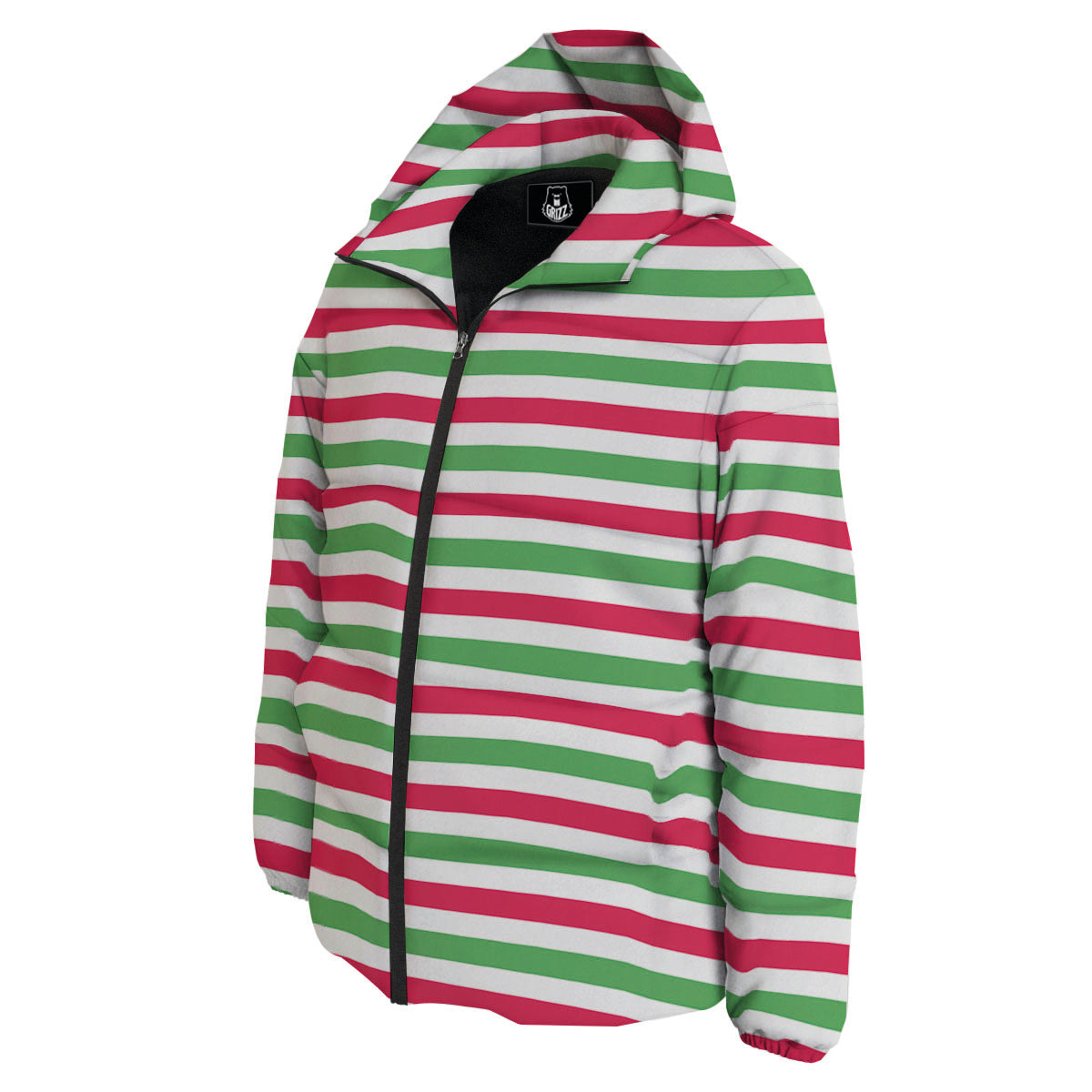 Striped Merry Christmas Print Pattern Down Jacket-grizzshop
