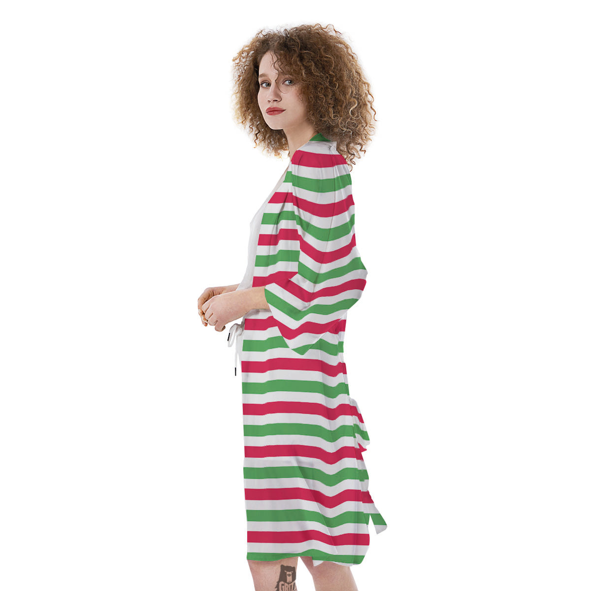 Striped Merry Christmas Print Pattern Kimono-grizzshop
