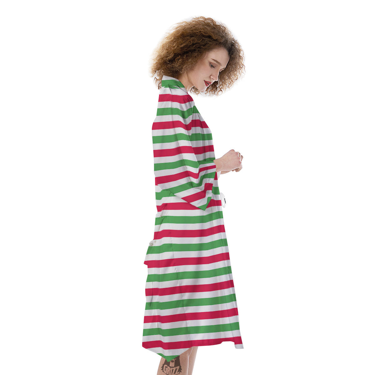 Striped Merry Christmas Print Pattern Kimono-grizzshop