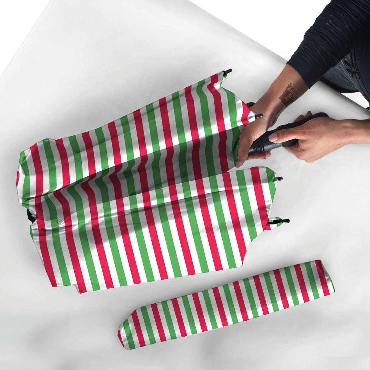 Striped Merry Christmas Print Pattern Umbrella-grizzshop