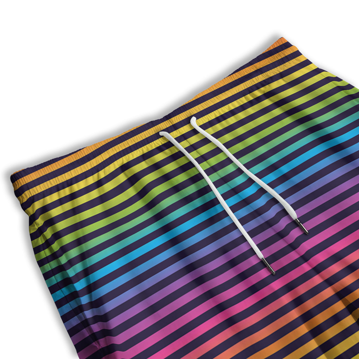 Striped Neon Rainbow Print Men's Athletic Shorts