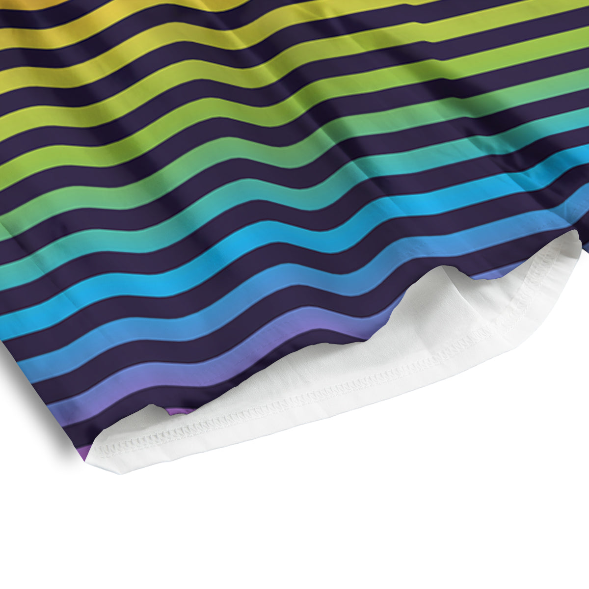 Striped Neon Rainbow Print Men's Athletic Shorts